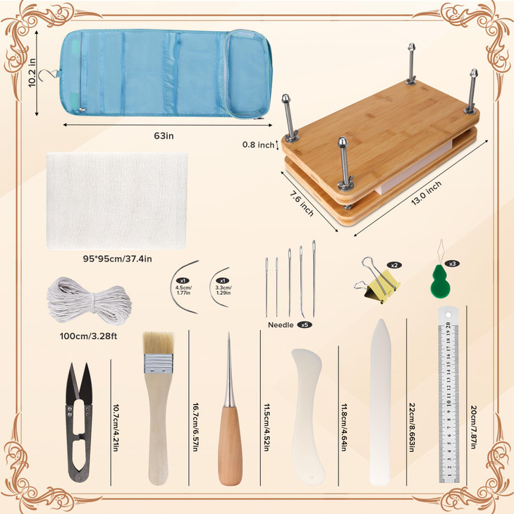 SCITROFACTORY 22PCS Book Binding Press Kits, Premium Book Binding Kit with Bone Folder, Press, and Supplies - Complete Bookbinding Set for DIY Projec