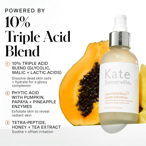 Kate Somerville Liquid ExfoliKate  Triple Acid Resurfacing Treatment, Clinically Formulated AHA Overnight Facial Exfoliator, Smooths Skin and Minimi