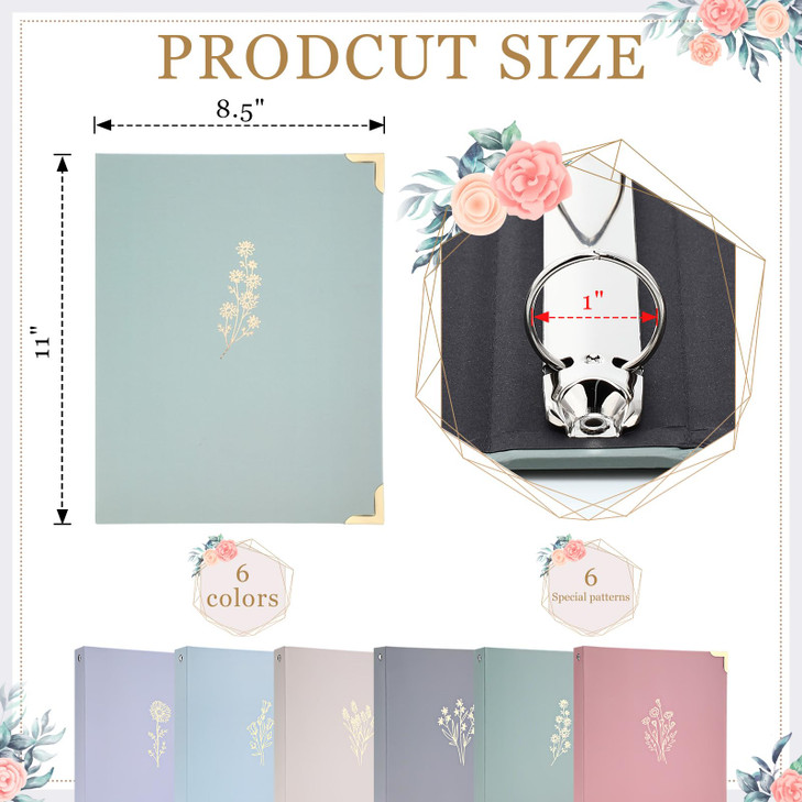 Humyoun Set of 6 Aesthetic 3 Ring Binders Cute Pastel 1 Inch Binder Fits Letter Sized Paper Size 8.5'' x 11'' Sturdy Binder with Pocket Organizer for