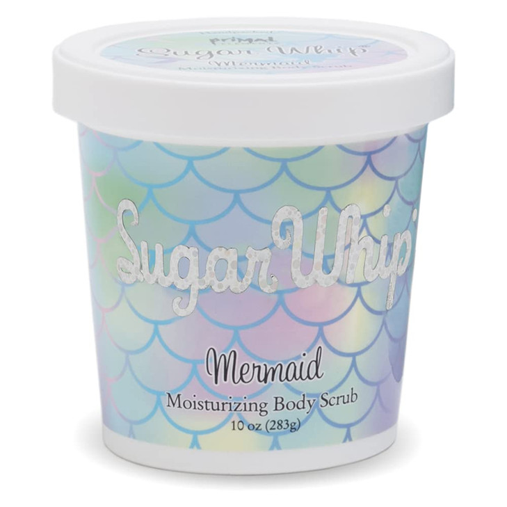Primal Elements Sugar Scrub, Exfoliating Sugar Whip, Face and Body Cleanser, Moisturizer, Mermaid, 10 oz Package