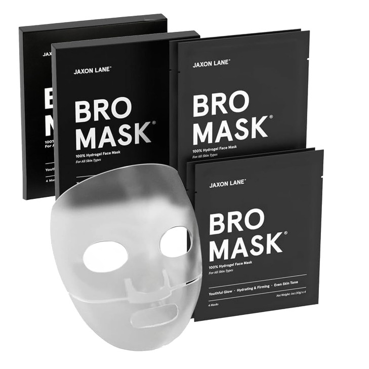 JAXON LANE BRO MASK Premium Korean Face Mask for Men (4 x 1 Pack) - Anti Aging Sheet Masks w/Hydrogel, Vitamin C, Hydrolyzed Collagen, & Hyaluronic A