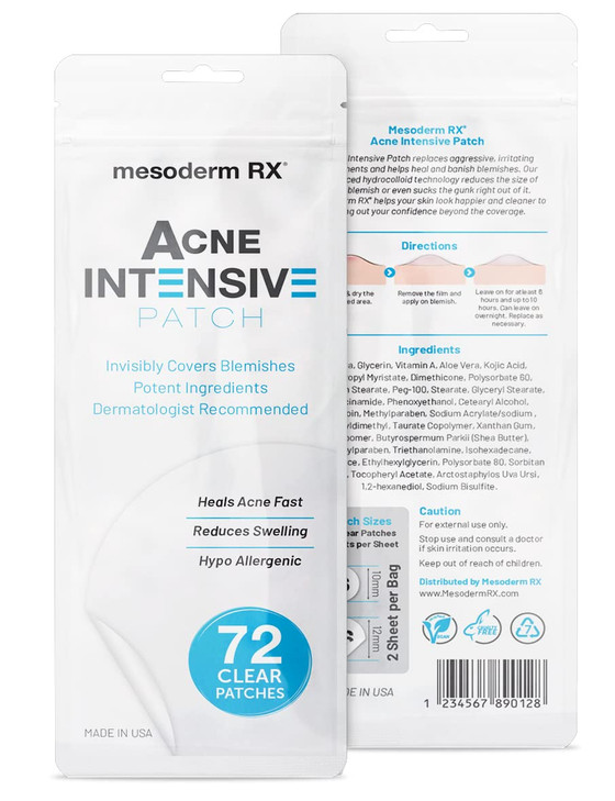 Maximum Slim Mesoderm RX Acne Patch - Hydrocolloid Acne Pimple Patch for Zits and Blemishes, Spot Treatment Stickers for Face and Skin (72 Count)