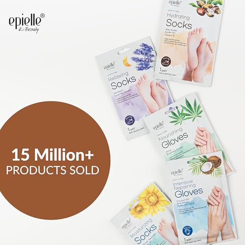 Epielle Hydrating Foot Mask 6 Pairs, Relieve and Soften with Shea Butter & Jojoba Oil, Deep Moisturizing Socks for Dry, Cracked Feet, Self Care Gifts