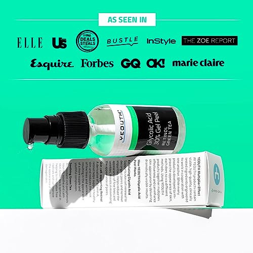 YEOUTH Glycolic Acid Peel for Face, At Home Chemical Exfoliator AHA 30% Glycolic Acid Face Peel with Retinol, Designed to Refresh and Smooth the Appe