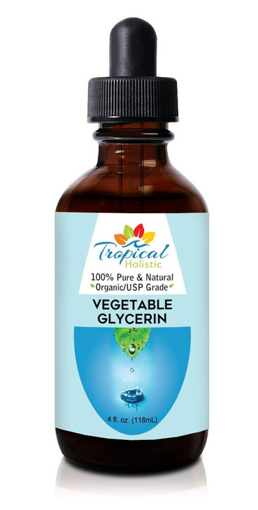 Tropical Holistic Organic Vegetable Glycerin Liquid 4 oz - 100% Pure Glycerin for DIY Beauty Products, Soaps, Artwork - Colorless, Odorless Vegetable