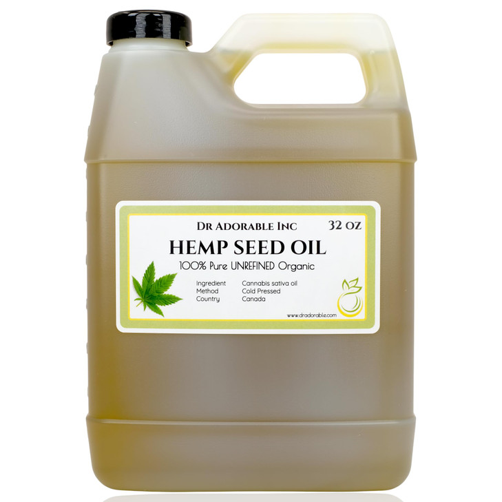 Dr Adorable - 32 oz - Hemp Seed Oil UNREFINED - 100% Pure Natural Cold Pressed Organic
