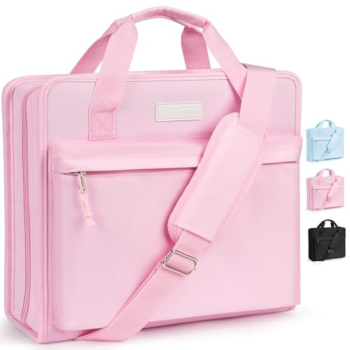 Sooez Zipper Binder 3 Ring, 3 Inch D-Ring, 700-Sheet Capacity, School Binder with Shoulder Strap & Handle, 5-Tab Expanding File Folder, Multi-Pocket