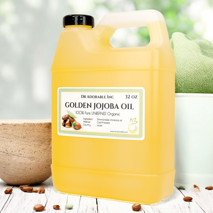 Dr Adorable - 32 oz - Jojoba Oil Golden - 100% Pure Natural Unrefined Organic Cold Pressed