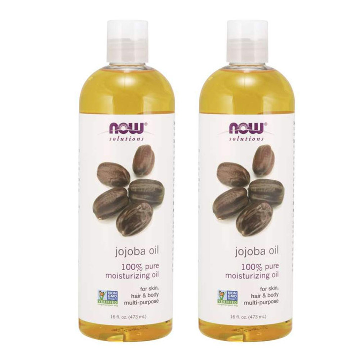 NOW Solutions, Jojoba Oil, 100% Pure Moisturizing, Multi-Purpose Oil for Face, Hair and Body, 16-Ounce (Pack of 2)