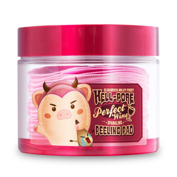 Elizavecca Exfoliate,Cleansing, Milky Piggy Hell-Pore Perfect Wine Sparkling Peeling Pad