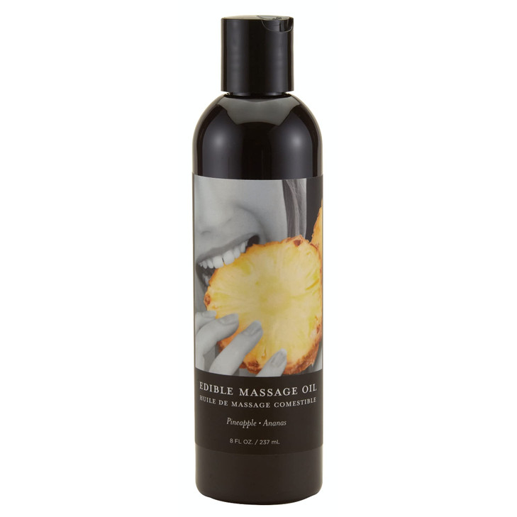 Earthly Body Edible Massage Oil, Pineapple - 8 fl. oz. - Hemp Seed, Almond, Grapeseed, Apricot & Vitamin E Oil - Vegan & Cruelty Free