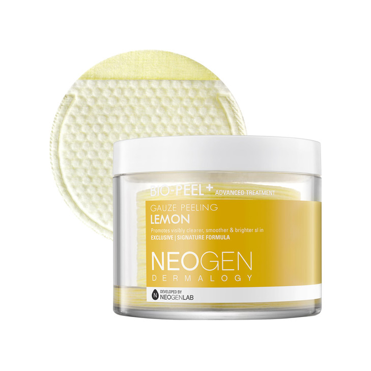 DERMALOGY by NEOGENLAB Bio-Peel Gauze Peeling Pads (Lemon, 30 pads) - Exfoliating & Brightening Peeling Pad with PHA & Lemon & Lemongrass - Korean Sk