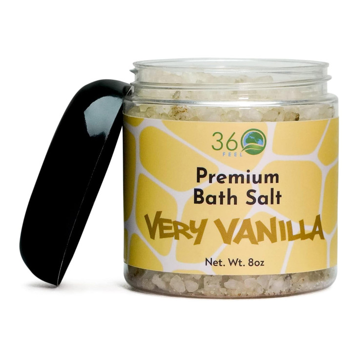 360Feel Very Vanilla Bath Salt for Detoxifying & Nourishing Skin - All-natural & Vegan Body Exfoliator - Bath Soak for Sensitive Skin - Perfect for F