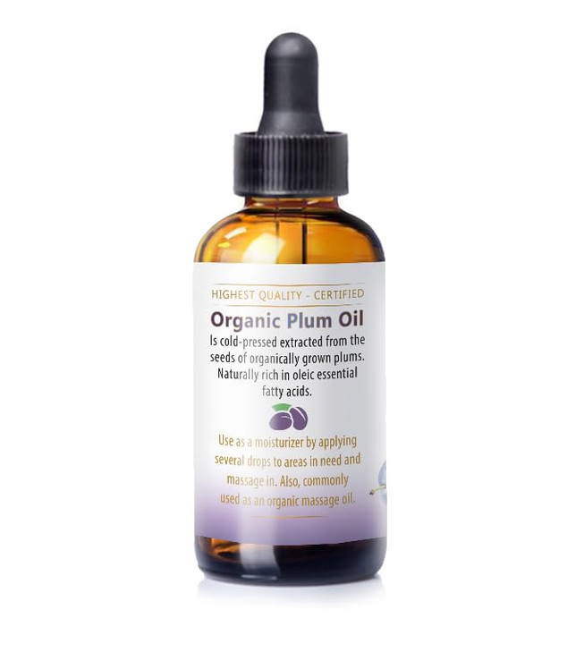 Nuvia Organics Plum Oil - USDA Certified Organic, Cold Pressed, Unrefined (Virgin); 1oz