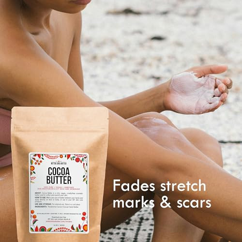 Better Shea Butter Cocoa Butter - 8 oz Block, Deeply Moisturizes Skin, Diminishes Scars, Stretch Marks, Soothes Dry Skin