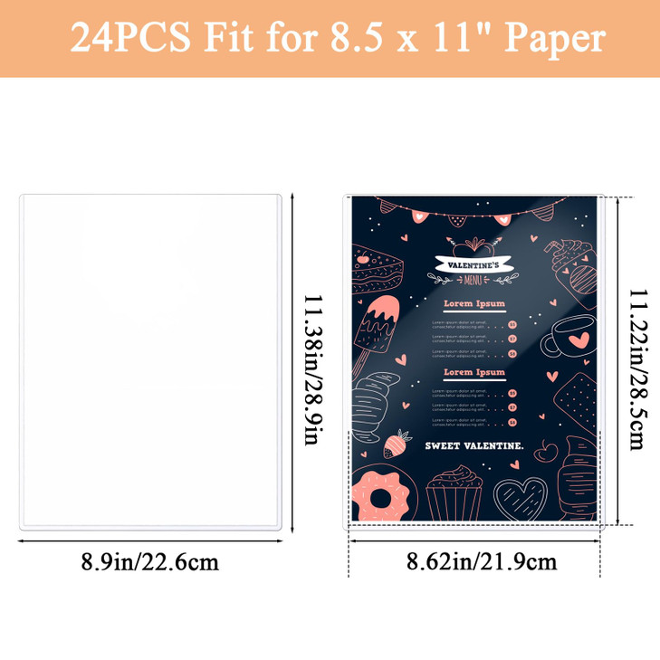 24 PCS 8.5" x 11" Rigid Print Protectors, Clear Hard Plastic Page Sheet Protectors, Hard Plastic Sleeves for Paper Photo Poster?Birth Certificate Doc