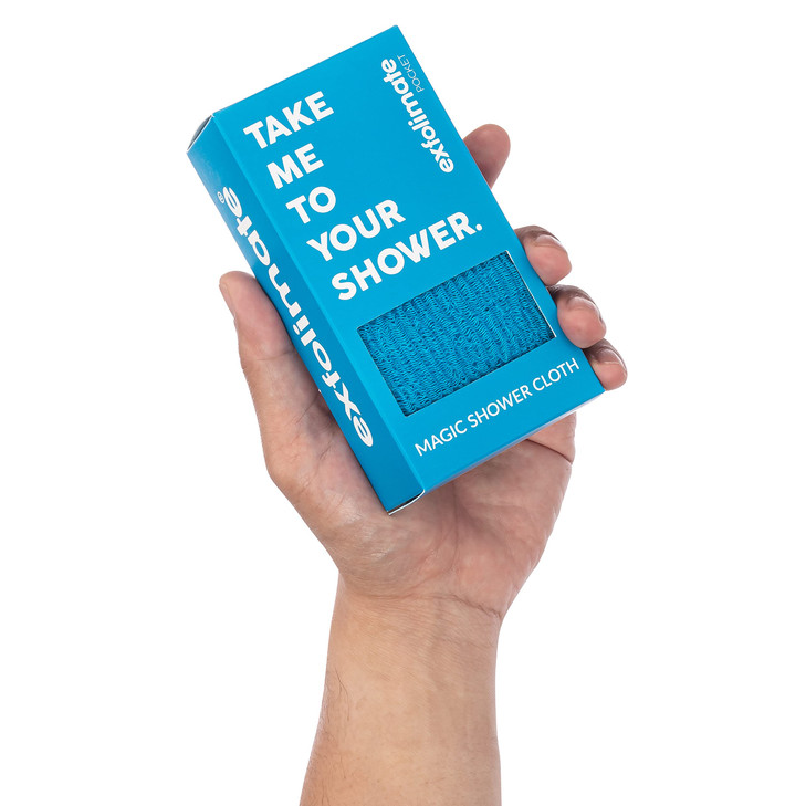 ExfoliMATE | Magic Exfoliating Shower Cloth Gently Removes Dead Skin for a Youthful Clear Complexion (Pocket 2.0, Aqua)