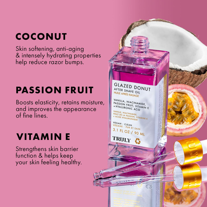 Truly Beauty Glazed Donut After Shave Oil - Razor Bumps Treatment for Women, Razor Bump and Ingrown Hair Treatment for Bikini Area - 3.1 OZ