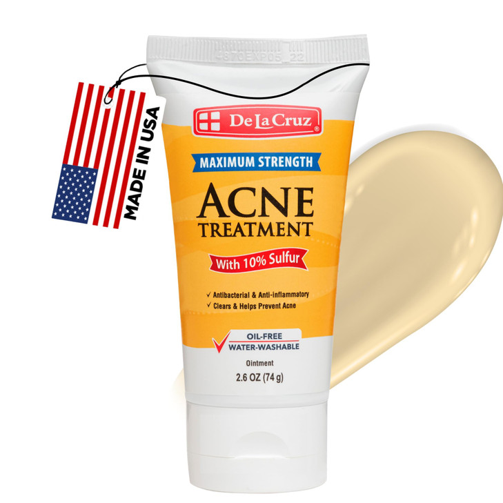 De La Cruz Sulfur Ointment - Cystic Acne Treatment for Face and Body - Daily 10 Min Spot Treatment Mask - Safe and Effective Game Changing Hormonal A