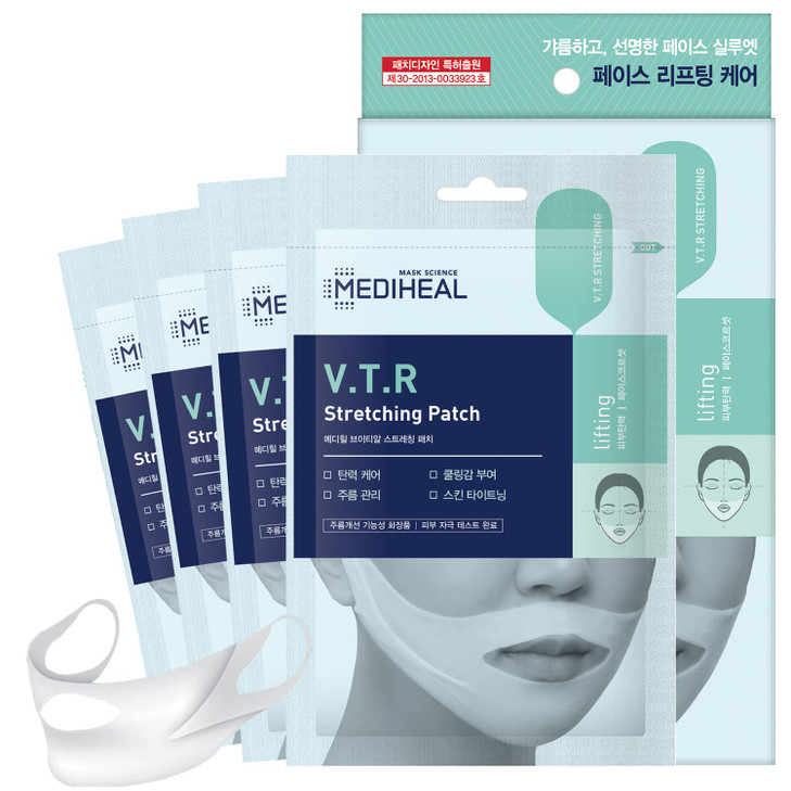 Mediheal V.T.R Stretching Patch 1 pack (4pcs) - High Adhesive Tension Intensive Face Lifting and Tightening Band Mask Sheet, Anti-Aging, Prevents Dou