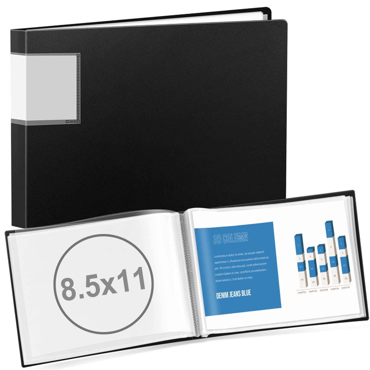 8.5 x 11 Landscape Binder with Sleeves- 40 Pocket Presentation Book Displays 80 Page 8.5" x 11" Letter Size Papers, Horizontal Sheet Protector Portfo