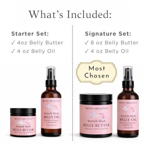 Belly Bundle by Irene Organics - Organic Belly Butter and Oil for Pregnancy Stretch Mark Prevention and Treatment - Award Winning Skincare For Pregna