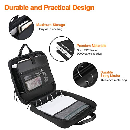 Losong 3 Ring Zipper Binder 3 Inch D-Ring, Binder with Zipper Shoulder Strap 700 Sheet Capacity & Multi-Pockets School and Office Organizer, Compatib