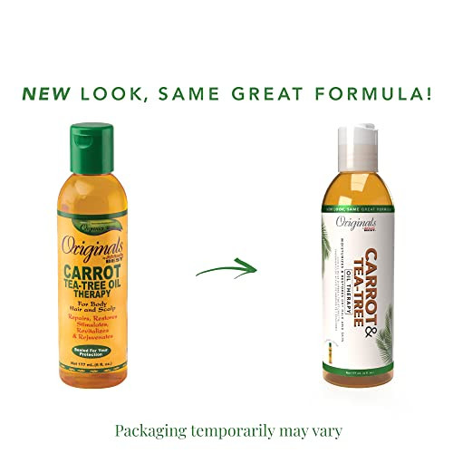 Originals by Africa's Best Carrot Tea Tree Oil Therapy, For Body, Hair and Scalp, Natural Organic Oils Repair, Restores Stimulates, Revitalizes &, Re