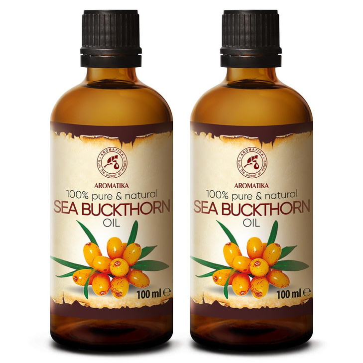 Sea Buckthorn Oil (2pack of 2 x 3.4oz) 6.8oz - Cold Pressed - Pure & Natural - Hippophae Rhamnoides - Carrier Oil for Essential Oils - Nails - Hair -