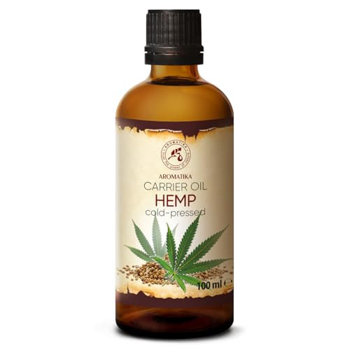 AROMATIKA Hemp Oil 3.4 Fl Oz - Pure & Natural - Cold Pressed Hemp Seed Oil - Unrefined Carrier Oil for Essential Oils - for Skin - Nails - Lips - Hai