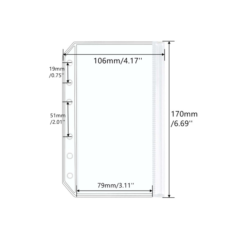 AxeWoodz 12pcs A5 Binder Pockets Clear PVC Cash Envelopes 6 Holes Binder Zipper Pouch Loose Leaf Folders Binder Inserts for Budgeting