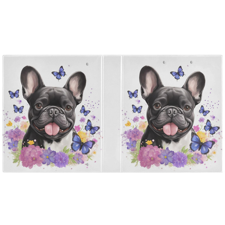 ALAZA Bulldog Puppy Butterfly 3 Ring Binder 1.5 Inch Three Ring Office Binders w/clipboard & 3 Pockets, Hold 200 Sheets, 1pc