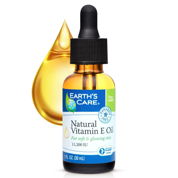 Earth's Care Natural Vitamin E Oil - 100% Natural Vitamin E Oil for Skin and Hair - 1 Fl OZ