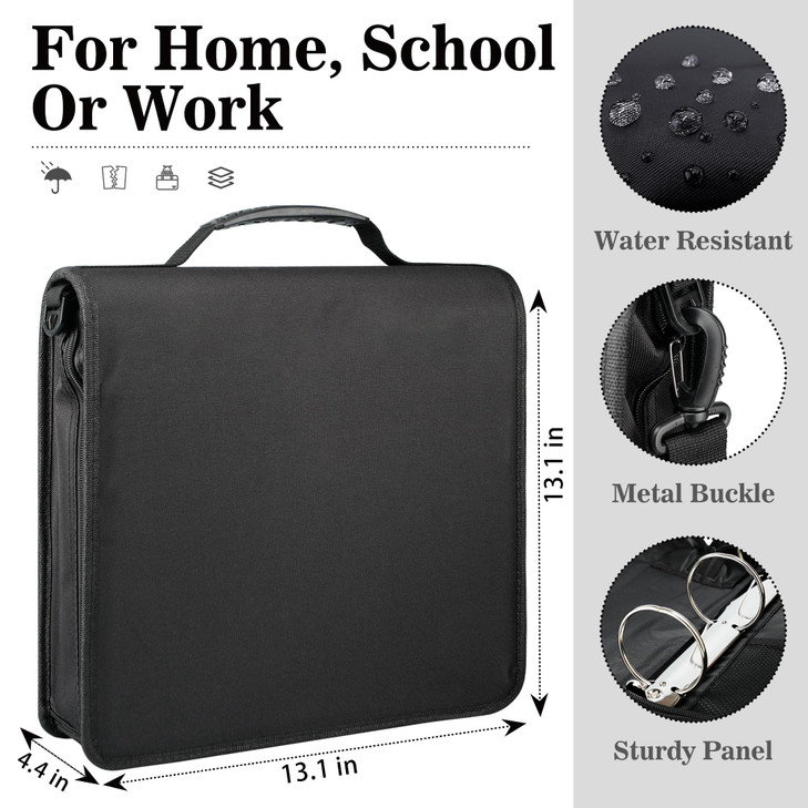 Zzrywuty Zipper Binder, 3 Inch 3-Ring Binder with Zipper, Expanding Folders and Shoulder Straps & Handles, 3" O-Rings with Multiple Pockets?for 13" M