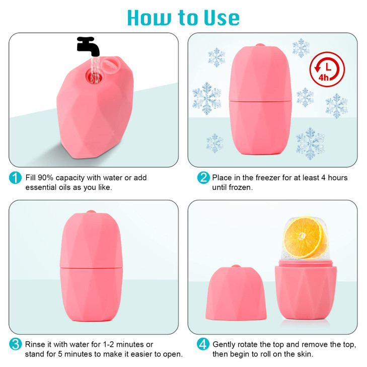 2Pack Ice Roller for Face, Qewro Silicone for Tone skin, Reusable Eye Puffiness Relief, Ice Roller Mold for Neck, Facial Roller to Remove Fine Lines
