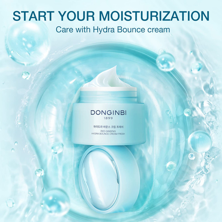 Donginbi Red Ginseng Hydra Bounce Cream Fresh - Firming Cream with Korean Red Ginseng and Hyaluronic Acid, Face Moisturizer for Dry Skin, Korean Skin