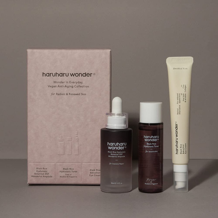 haruharu wonder Vegan Well-Aging Collection, Korean Skincare Set, Holiday Gift Set, Suitable for All Skin Types