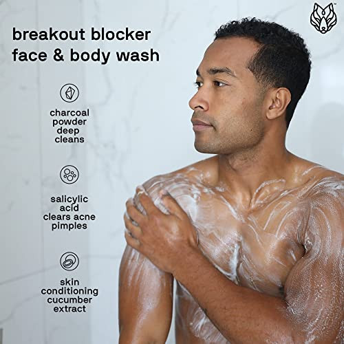 Black Wolf Charcoal Powder Face and Body Wash Bundle for Oily Skin, Deep Clean- 2pc Bundle- Charcoal Powder and Salicylic Acid Reduce Acne Breakouts