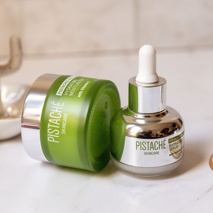 Pistaché Skincare Pistachio Oil Dewy Face Beauty Duo | Hyaluronic Acid Face Serum & Face Moisturizer | Hydrating Skincare with Vitamin E