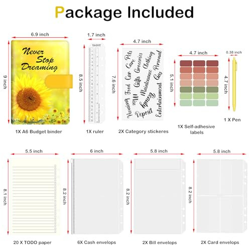 BVYA A5 Budget Binder, Premium PU Leather Loose Leaf Notebook Binder Cover, Financial Management Notebook Binder