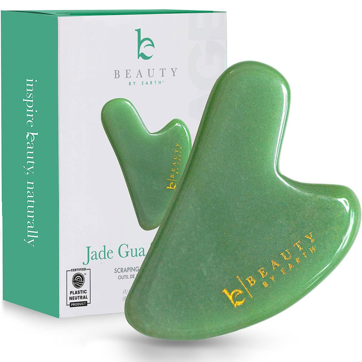 Beauty by Earth Jade Gua Sha Facial Tools - Face Sculpting & Massager Tool for Lymphatic Drainage & Jawline Sculpting, Guasha Tool for Face, Eye Depu