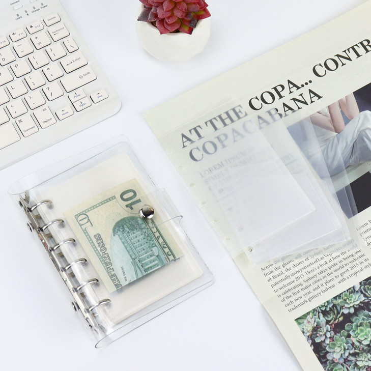 A7 Clear Binder Cash Envelopes, A7 Insert with 2 Pockets for Budgeting Money,Binder Pockets Index Envelopes for 6 Ring Budgeting Binder Inserts Suppl