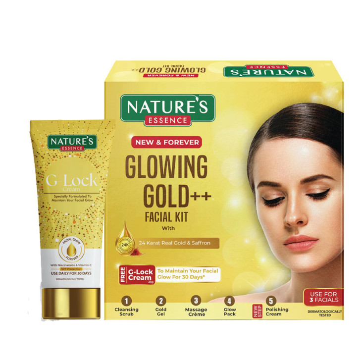 Nature's Essence Glowing Gold Facial Kit (60Grams+15ML)