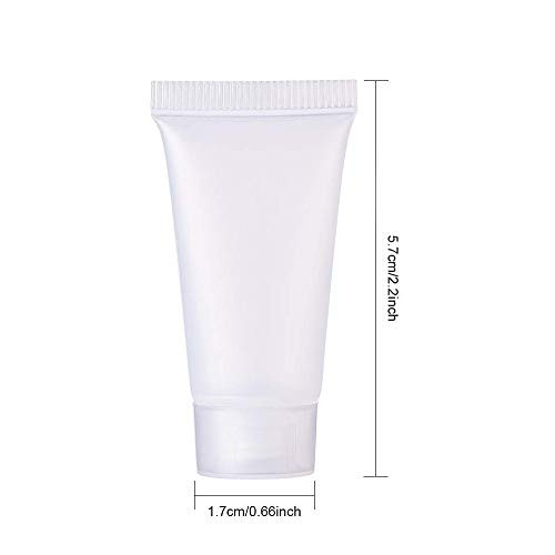 Mose Cafolo ~ 100pcs 5ml (0.17oz) Empty Cosmetic Tubes Toiletry Lotion Bottle with Screw Cover. Smooth, Polish White Plastic with Free Syringe as Gif