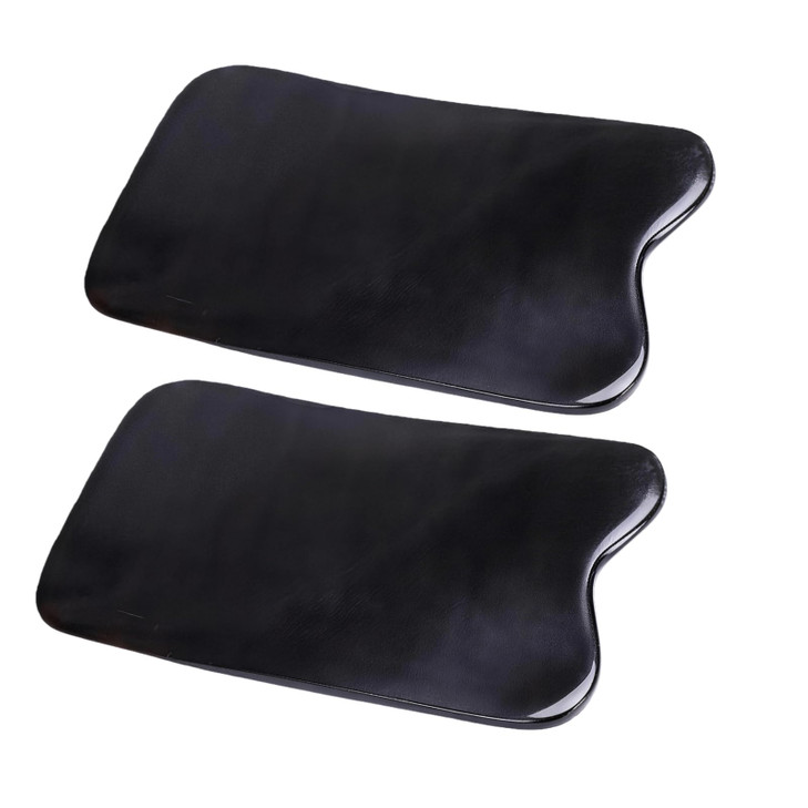 2PCS Black Gua Sha Massage Board- Square Buffalo Horn Material Scrapping Beauty Roller Skin Facial Therapy Beauty Tool for Personal Care
