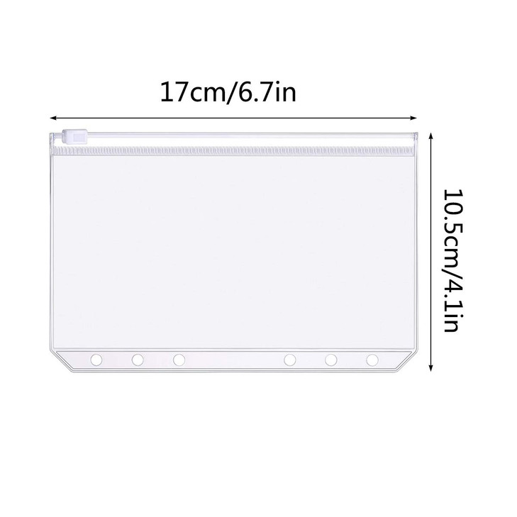 Teqooza A6 Size Binder Pockets Plastic Binder Zipper Folders Waterproof 6 Holes Zipper Loose Leaf Bags for Pouch Document Filing Notebooks Cards Bags