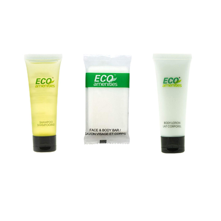 ECO amenities Shampoo and Conditioner 2 in 1, Body Lotion, Travel Sized Hotel Soap Bars 150pcs in ONE Package; Hotel Bathroom Guest Toiletries in Bul