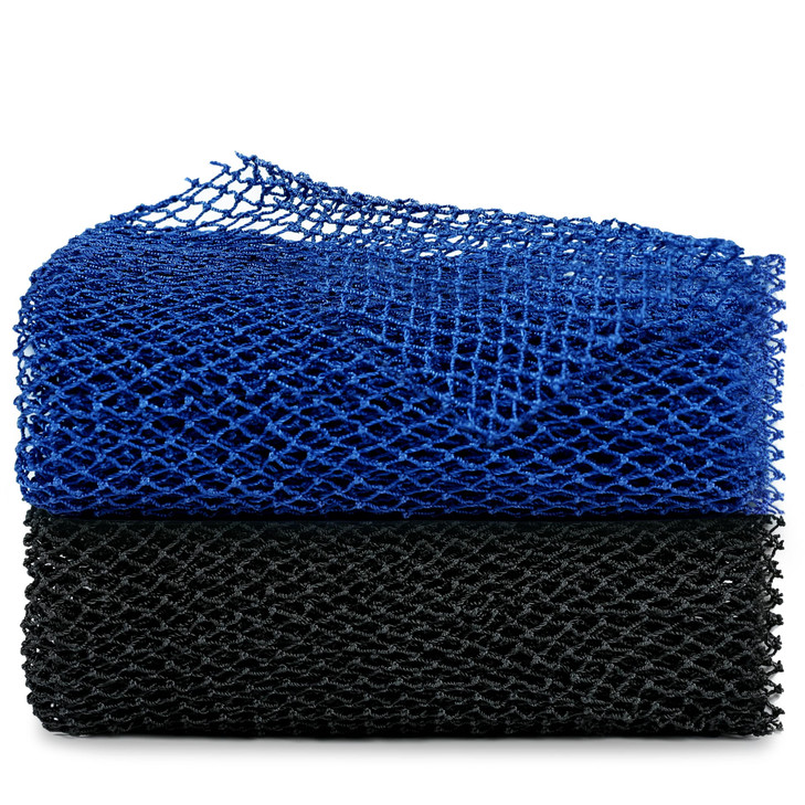 African Net Sponge, 2 Pieces Exfoliating Premium Nylon Bathing/Wash Net for Daily Back Body Scrub Scrubber Shower Net (Black, Blue) 