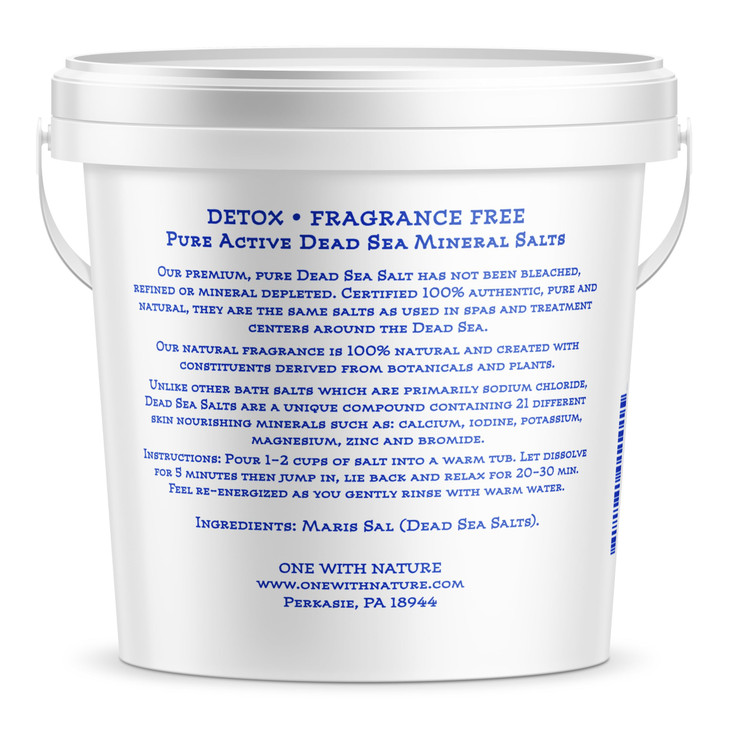 One With Nature 100% Pure Dead Sea Salt for Bath, 5lb Unscented. Dead Sea Salt is high in Essential Minerals, Such as Magnesium, Sulfur, Zinc, Potass