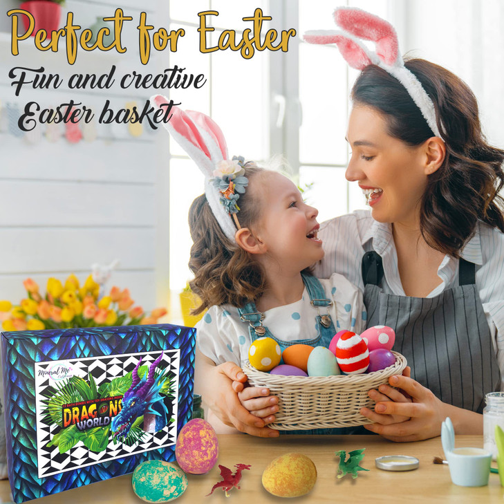 Bath Bombs for Kids with Surprise Inside - 12 Organic Bubble Bath Fizzies with Dragon Egg Toys. Gentle & Kids Friendly w/Rich Bubbles & Rainbow Color